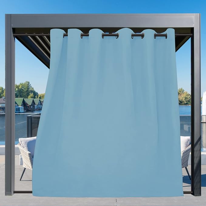 Easy-Going Outdoor Curtains for Patio 1 Panel, 110x120 inch, Sky Blue | - Image 3