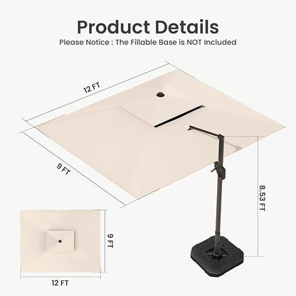 9x12 FT Outdoor Cantilever Patio Umbrella - Image 8