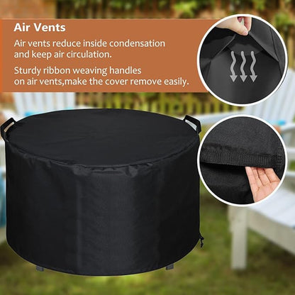 SheeChung Fire Pit Cover Round for Solo Stove Yukon 27"-29",Waterproof Smokeless Fire pit Cover,Outdoor Yukon Shelter 600D Polyester Cover,Fits for Gas/Table/Bowl Fire pits 29"D x 18"H