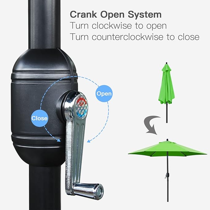 Sunnyglade 7.5' Patio Umbrella Outdoor Tilt Umbrella Crank Grass Green | Market - Image 3