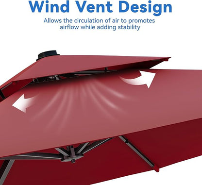10x13FT Cantilever Outdoor Patio Umbrellas，Double Top Large Rectangle Umbrella - Image 8