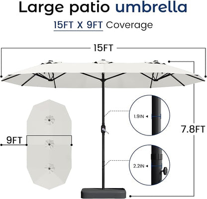 DomeShade Large 15FT Double Sided Patio Umbrella - Image 2