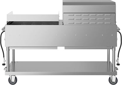 72 in. 10-Burner Commercial Outdoor Propane Gas Grill With 36 in. Roll Dome Cover and 36 in. Griddle in Stainless-Steel, ETL Listed (CGKIT7-D36G36)