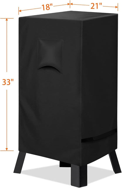 iCOVER 30 inch Smoker Cover for Masterbuilt - 21" L X 18" D X 33" H 600D Square Smokers Covers Water Proof Canvas Heavy Duty for 30-Inch Electric Vertical BBQ, Black, #G21611