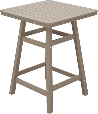Costaelm Outdoor Bar Table, 37" Counter Height Square Patio Cocktail Bar Table with Umbrella Hole, Patio Bistro Dining Pub Table for Front Porch Deck Backyard Garden, Weathered Wood