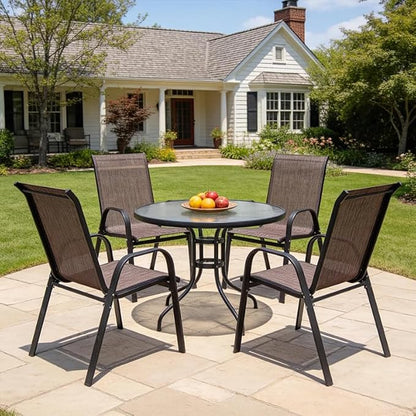 Patio Chairs Set of 4, Breathable Textilene, Weatherproof Frame, Quick Setup by zheczoemate