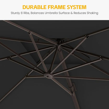 10x13 FT Patio Cantilever Umbrella, Rectangular Heavy Duty Offset Umbrella - Image 4
