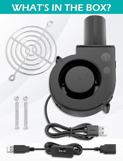 97mm x 33mm USB Centrifugal 5V Air Blower Brushless Fan with Tube for Replacement Fireplace Forge Smoker BBQ Electronic Cabinet Squirrel Cage Cooler