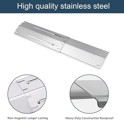 Universal replacement heavy duty adjustable heat plate shield,Burner cover,Flavorizer bar,heat Tent,Flamer tamer for gas grill models,Extends from 11.75"up to 21"L (304 Stainless Steel, 3 Pack)