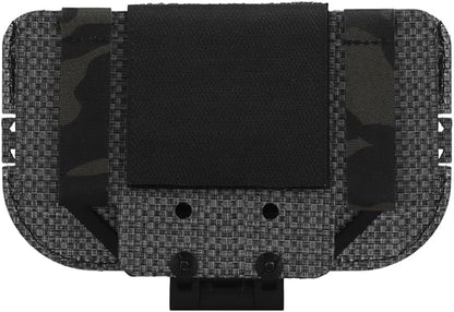 Let Me Be Airsoft Plate Carrier Molle Phone Carrier Outdoor Lightweight Navigation Board，Wide Angle Foldable Phone Holder Chest Rig Hovering Mount Tactical Vest Accessory (Black Camouflage)