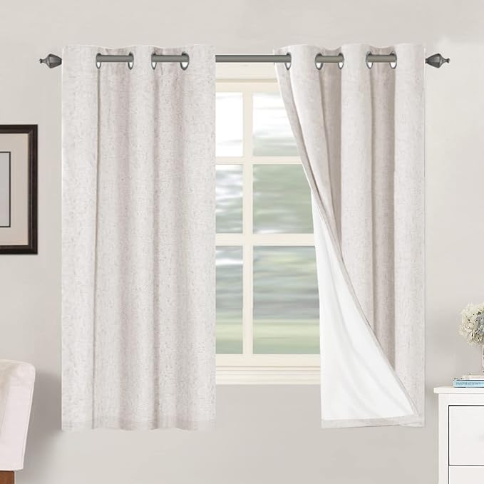 H.VERSAILTEX Primitive Linen Curtains 100% Blackout Curtain Drapes Burlap by HVERSAILTEX