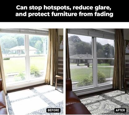 Custom Solar Screens for Windows Exterior 90% Shade - Pre-Framed Solar Window Screen Mesh - Home Improvement for Reduced Glare & Heat - UV Blocker Fabric - Fully-Assembled & Ready to Install