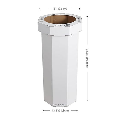 Eyely MPH1300E-SET2 Sal 25-Gallon Disposable Corrugated Cardboard Event Trash Can and Recycling Bin for BBQs, Beach, Parties & Events & Outdoor Activities, Cotton White (Set of 2)