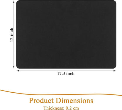 SHACOS Placemats Set of 6 Faux Leather Waterproof Leakproof Wipeable PU Non-Slip Vinyl Place Mats Heat Resistant Table Mats for Kitchen Dining Table Indoor Outdoor, Black