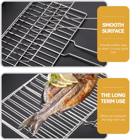Cabilock Thickened Stainless Steel Fish Grill Basket 15.75X11.81 Inch BBQ - Image 4