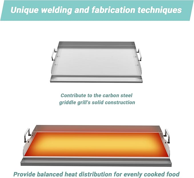 Skyflame Universal Stainless Steel Griddle Plate with Even Heating Bracing for BBQ Charcoal/Gas Grills, 23" x 16" Rectangular Hibachi Flat Top Griddle for Indoor/Outdoor Cooking