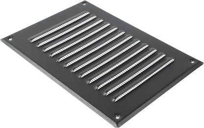 Square Ventilation Grille / 5" x 7" Inch Inside Measurement/Black Metal Air Vent Louver - Inside/Outside use / 6.5" x 9.5" Inch Outer Measurement