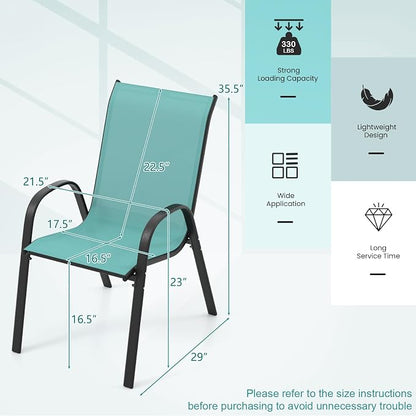 Tangkula Patio Dining Chairs Set of 2, Outdoor Stackable All Weather Heavy Duty - Image 3