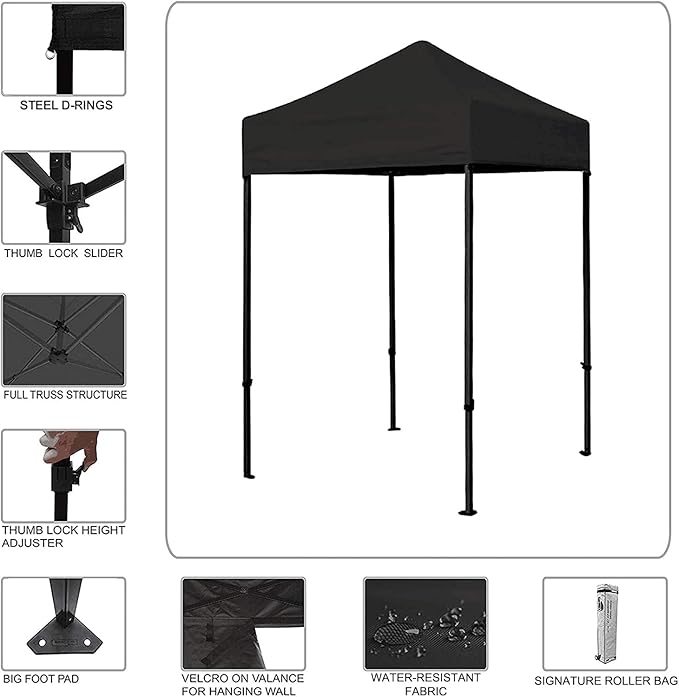 Eurmax USA 5'x5' Pop Up Canopy Tent Commercial Instant Canopies with Heavy Duty Roller Bag,Bonus 4 Sand Weights Bags (Yellow)