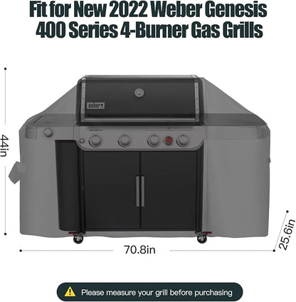 70 Inch Premium Outdoor Grill Cover Fit for Weber Genesis and Genesis II 400 Series 4-Burner Grills, BBQ Covers for Outside,Heavy Duty Waterproof Fade Resistant