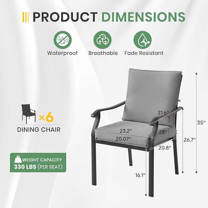 LVUYOYO Outdoor Patio Dining Chairs Set of 6, Metal Stackable Chairs Set - Image 3