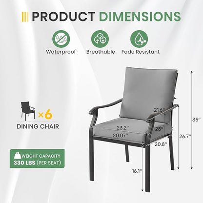 LVUYOYO Outdoor Patio Dining Chairs Set of 6, Metal Stackable Chairs Set - Image 3