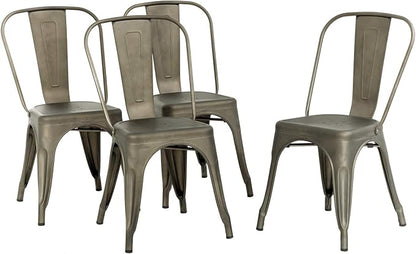 FDW Metal Chair Dining Chair Set of 4 Patio Chair Home Kitchen Chair 18 Inch by FDW