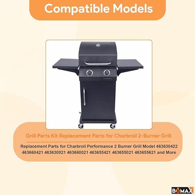 BQMAX 17 Inch Grill Parts Kit for Charbroil Performance 2 Burner 463660421 463655621 463630422 463630021 G426-0005-W1 G325-0002-W1, Cooking Grill Kit Replacement Parts for Charbroil Grill 2 Burner