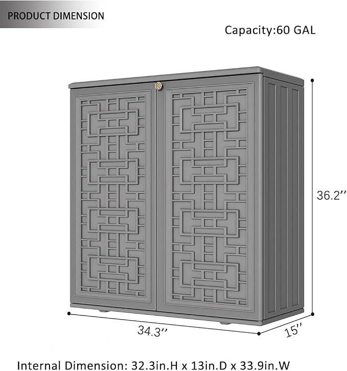 Outdoor Storage Cabinet Waterproof, Resin 62 Gallon Deck Box - Image 3