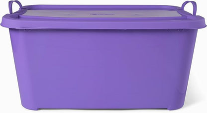 Life Story 6 Pack Light Duty Stackable Storage Bin, 55 Quart Home Organizer, Versatile Lightweight Locking Bins with Carrying Handles, Purple