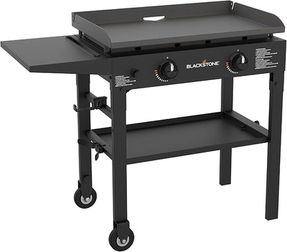 Blackstone Flat Top Gas Grill Griddle 2 Burner Propane Fuelled Rear Grease Management System, 1517, Outdoor Griddle Station for Camping, 28 inch