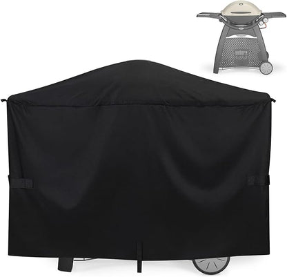 Grill Cover for Weber Q2000, Q2200, Q2400, Q2000N+, Q2800N+, Q300, Q320, Q3000, Q3200 Gas Grills, Replacement for 7112 Cover, 57 Inch Waterproof Full-Length Cover for Weber Q Series Gas Grill on Cart
