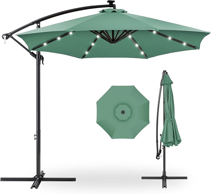 Best Choice Products 10ft Solar LED Offset Cantilever Hanging Market Patio by Unknown
