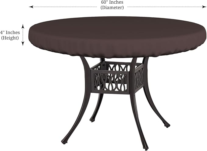 Covers & All Round Table Top Cover, 12 Oz Waterproof UV & Weather Resistant Patio Table Cover, Outdoor Table Cover for Patio Outdoor Furniture & Coffee Table (60" Dia x 4" H Inches, Coffee)