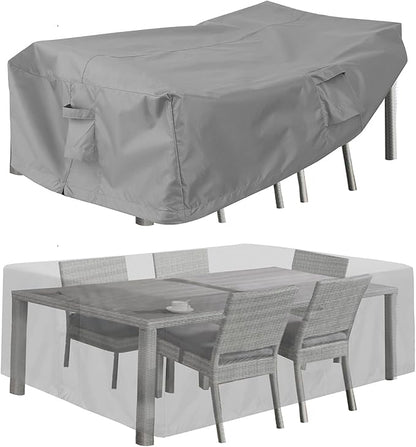 PureFit Patio Furniture Covers, Outdoor Table Furniture Cover Waterproof, Patio Sectional Couch Set Cover for Deck, Lawn and Backyard, UV Resistant, 126"L x 126"W x 32"H, Gray