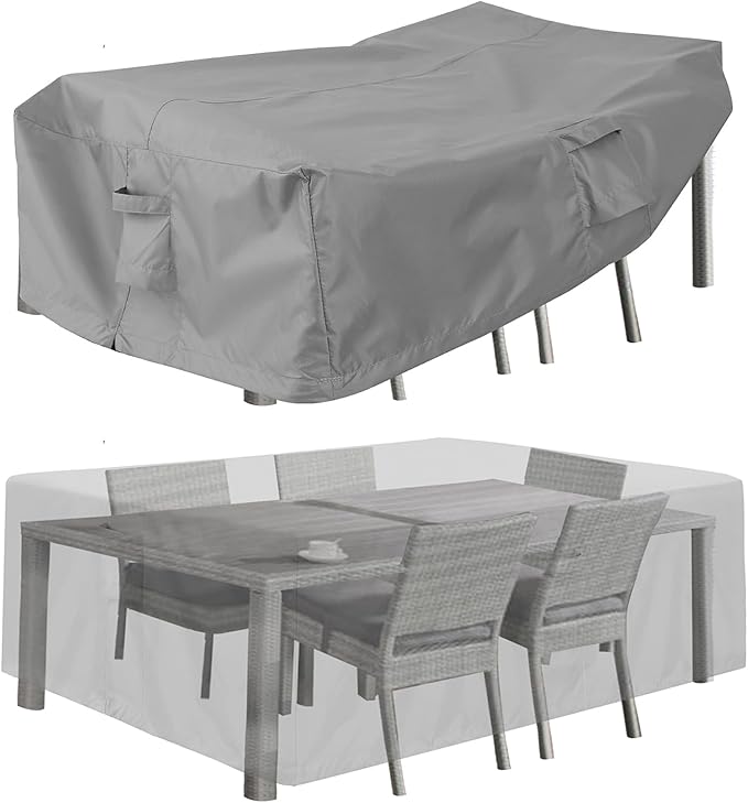 PureFit Patio Furniture Covers, Outdoor Table Furniture Cover Waterproof Rectangle, Patio Sectional Couch Set Cover for Deck, Lawn and Backyard, UV Resistant, 90"L x 64"W x 28"H, Gray