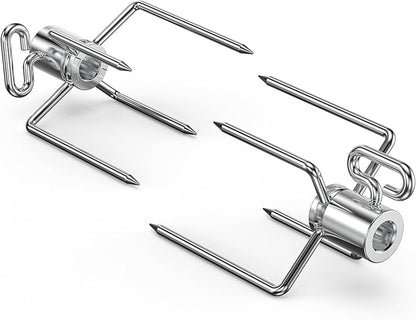 Onlyfire 6002 Rotisserie Meat Forks(1-Pair) for Grills-Fits 1/2-Inch hexagon & 3/8-Inch and 5/16-Inch square Spit Rods