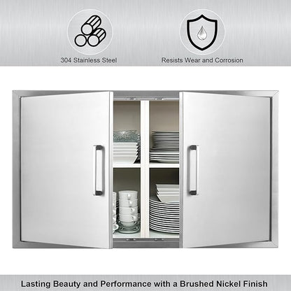 Outdoor Kitchen Door, 36" W21 H, Stainless Steel BBQ Double Door, Island or Outdoor Kitchen Access