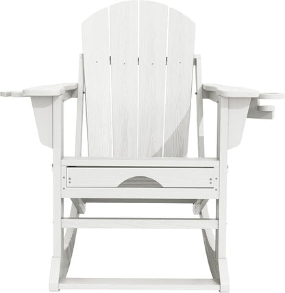 Adirondack Rocking Chair with Ottoman and Cup Holders | HDPE Porch Rocker - Image 7