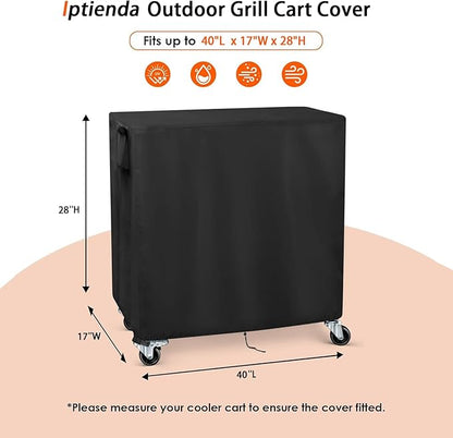 Outdoor Table Cover for Grill Table, 40 inch Grill Table Cart Cover Waterproof for EUTRKei Portable Griddle Table/BBQ Cart/Cooler Cart,Black-40"L x 17" W x 28" H