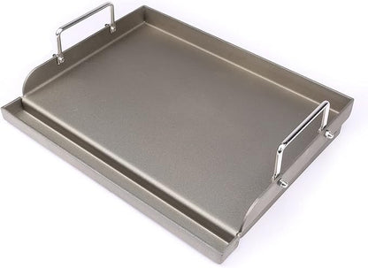 Utheer 17" x13" Nonstick Cast Iron Griddle for Gas Grill, Cooking Griddle Pan for Outdoor Gas Grill, Muti-Purpose Cooking Flat Top Plate for Weber, Nexgrill, Charbroil, Camp Chef, Kenmore