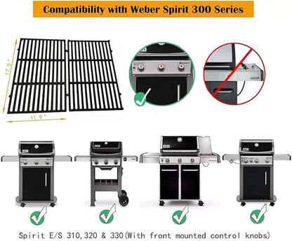 Firsgrill Replacement for Weber Spirit 300, 310, 320 Series, Spirit 700, Genesis Silver B/C, Genesis Gold B/C, Genesis Platinum B/C Gas Grills Parts (17.5" Cooking Grates 7638)