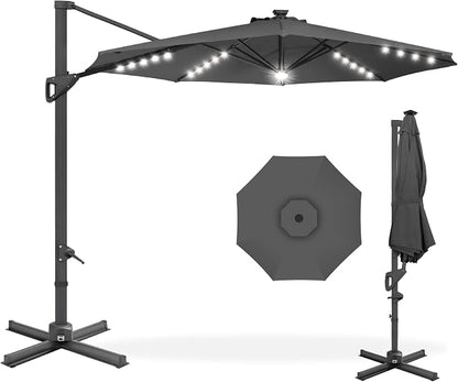 Best Choice Products 10ft Solar LED Cantilever Patio Umbrella, 360-Degree by Unknown