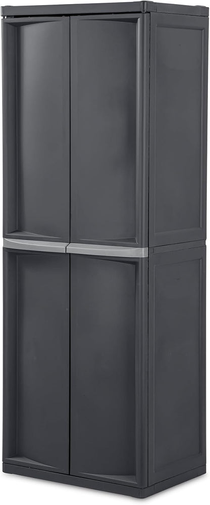 Sterilite 4 Shelf Cabinet, Lockable Utility Storage, Laundry Room or Mudroom by Sterilite