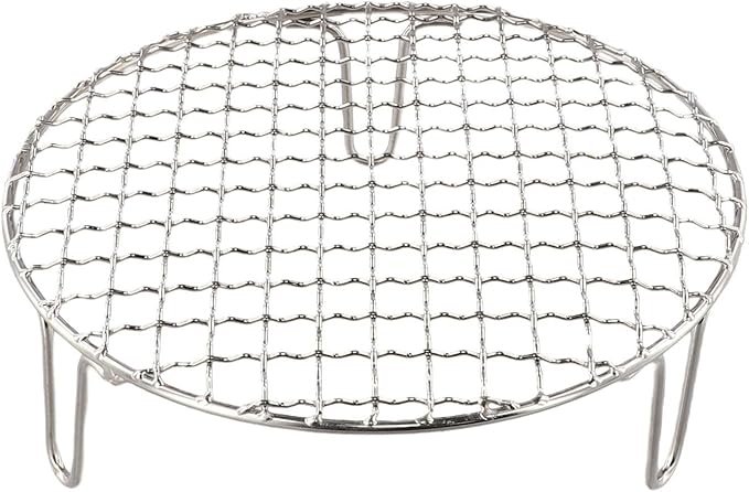 Stainless Steel BBQ Grill Grid with Legs, Round Grid Cooking Net, Even Heating for Outdoor Camping and Home Barbecue(20cm)