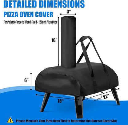 Pizza Oven Cover, for Aidpiza 12" Wood Fired Pizza Ovens for Polarco Forgeco Gas Pizza Grill, Heavy Duty Outdoor Accessories Portable, Waterproof Carry Cover