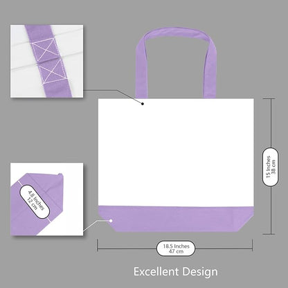 TOPDesign 3-Pack Super Strong Large 12oz Cotton Canvas Tote Bags, Reusable Grocery Shopping Cloth Bags, Fashionable Two-Tone Totes for Crafts, DIY Your Creative Designs