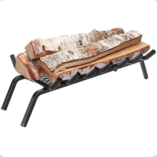 Heavy-Duty Steel Fireplace Grate with Ember Retainer (30 Inch)