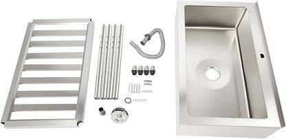 Stainless Steel Laundry Sink with Large Wash Stand, Free Standing Single Bowl Kitchen Sink with Pull Faucet, Utility Sink for Laundry Room Bathroom Farmhouse (36x22x34in)