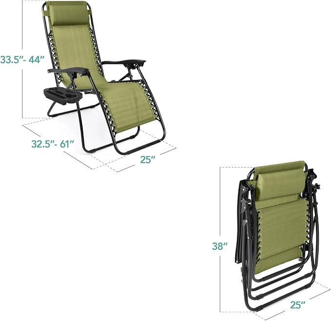 Best Choice Products Set of 2 Adjustable Steel Mesh Zero Gravity Lounge Chair - Image 3